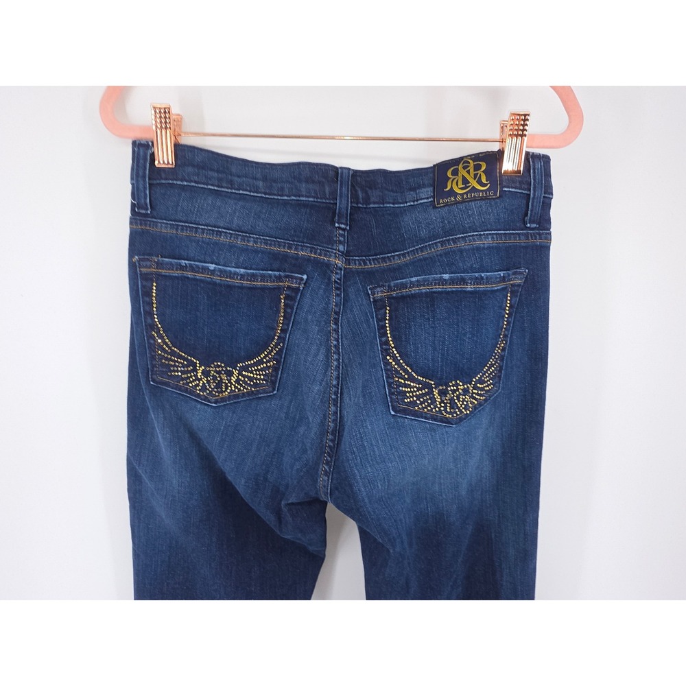 Rock & Republic Kasandra Dark Wash Studded Bootcut Jeans Size 10M R010348 - Picture 9 of 11